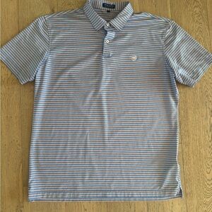 Peter Millar Crown Crafted Striped Polo Shirt Blue Orange Large